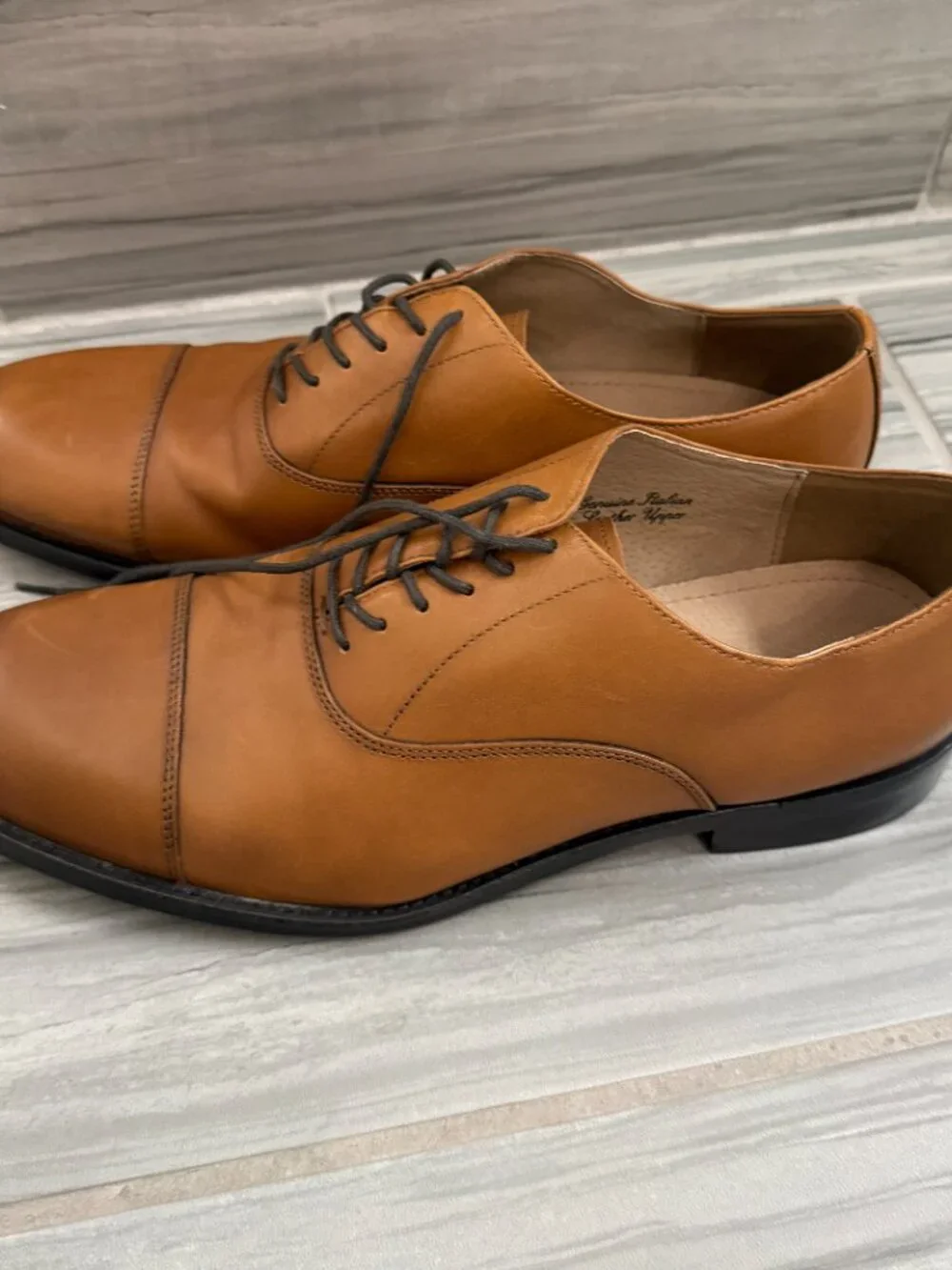 Banana Republic Mens Leather Wingtip Dress Shoes Cognac Brown 11